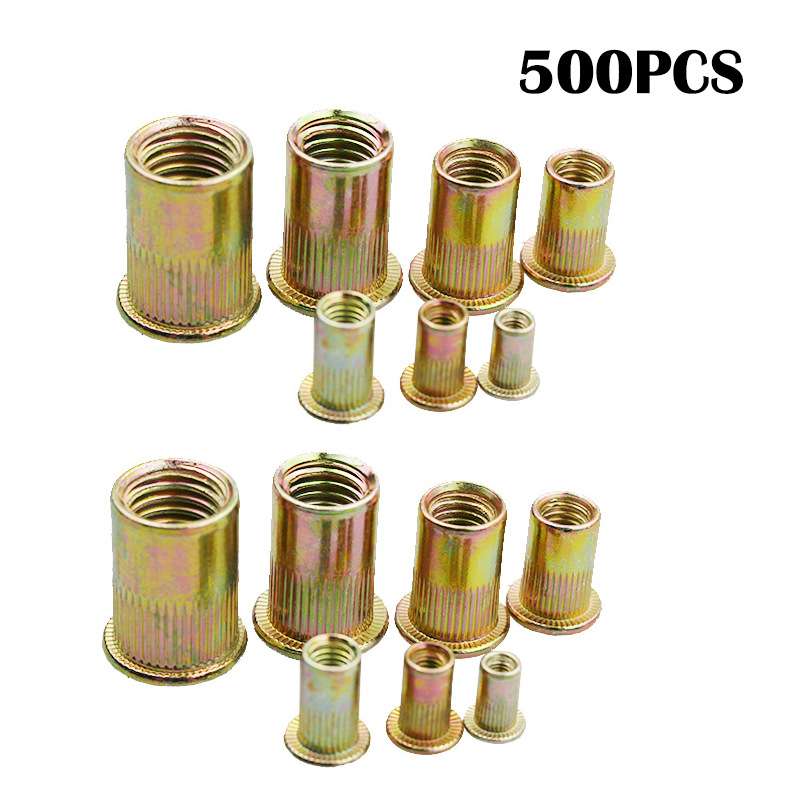 500pcs公制英制镀彩锌平头竖纹拉铆螺母M3-M12组合厂家货