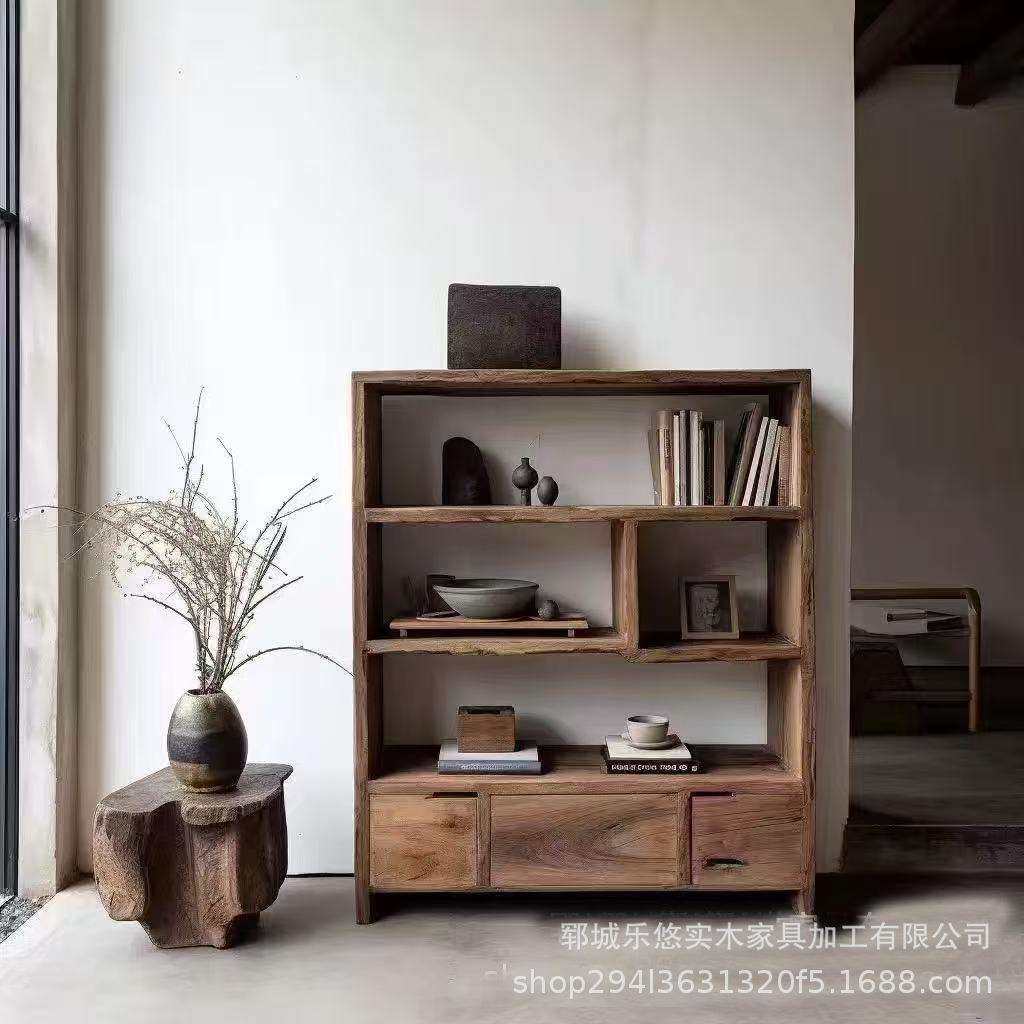 复古老榆木靠墙置物架多宝阁实木展示架酒店装饰储物架风化博古架,电子元器件市场,其它元器件,淘宝优惠券,粉丝福利购,淘宝优惠卷