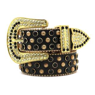 欧美跨境水晶水钻腰带镶嵌铆钉满钻女士腰带朋克时尚潮流女式腰带