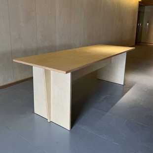 轻奢实木餐桌家用小户型方桌设计师简约长方形大板桌洽谈桌子