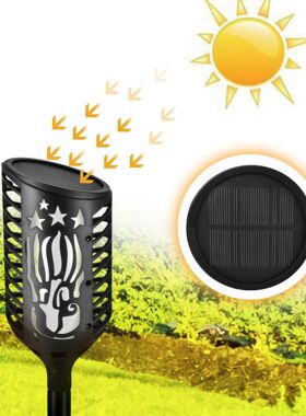 太阳能灯102led火焰火把户外感应灯花园庭院地插装饰景观灯