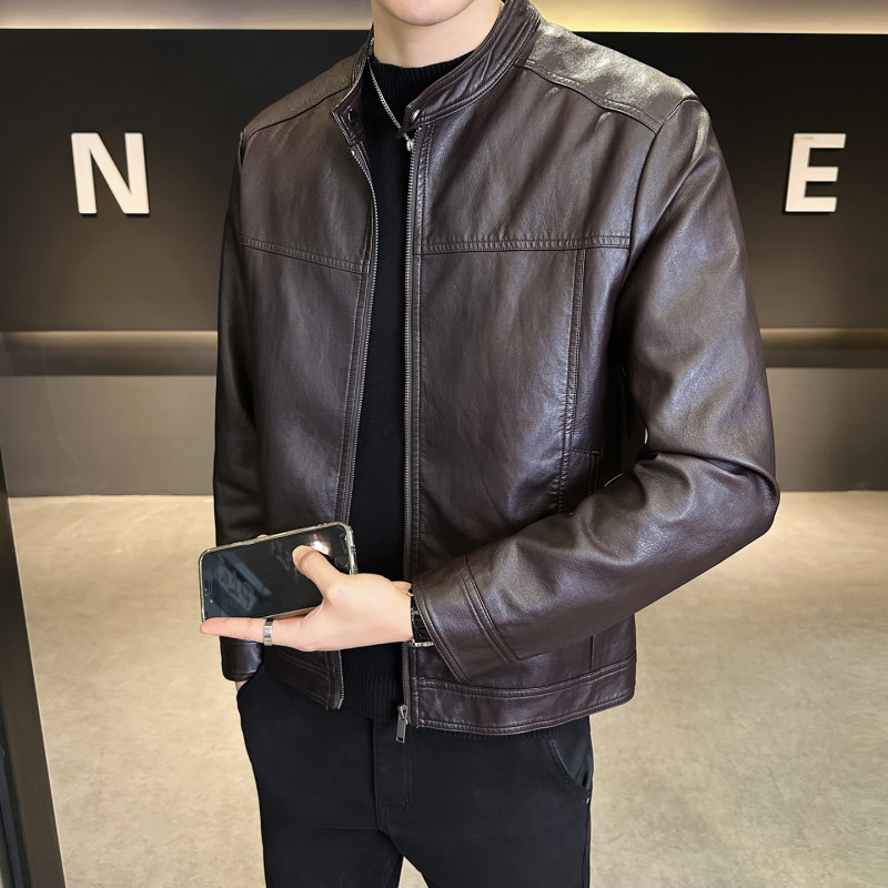 男士皮衣外套春秋季2026新款美式休闲潮流帅气男装立领机车皮夹克