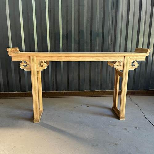 新中式实木玄关桌靠墙老榆木供桌财神供台条案白茬禅意简约端景台