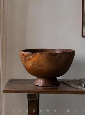 叕木/民俗物件|民宿酒店摆件复古怀旧侘寂风软装实木置物木臼