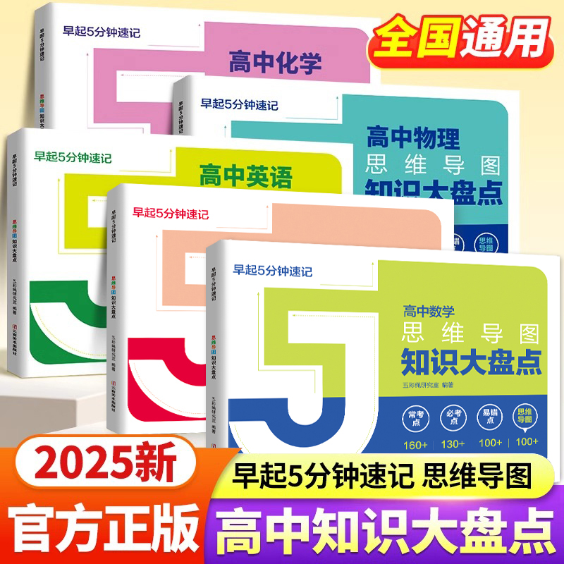高中知识大盘点思维导图早起5分钟速记 张老师2025高考复习难点汇总语文数学英语物理化学基础知识必背手册资料高中知识导图