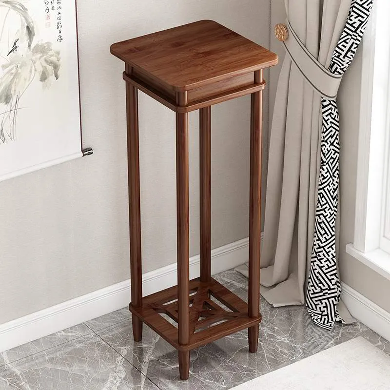 新品花架落地式室内置物架客厅装饰品摆件花盆架子实木新中式绿萝