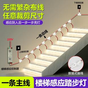 网红楼梯感应踏步灯2025年新款免布线自建房复式台阶led氛围灯带