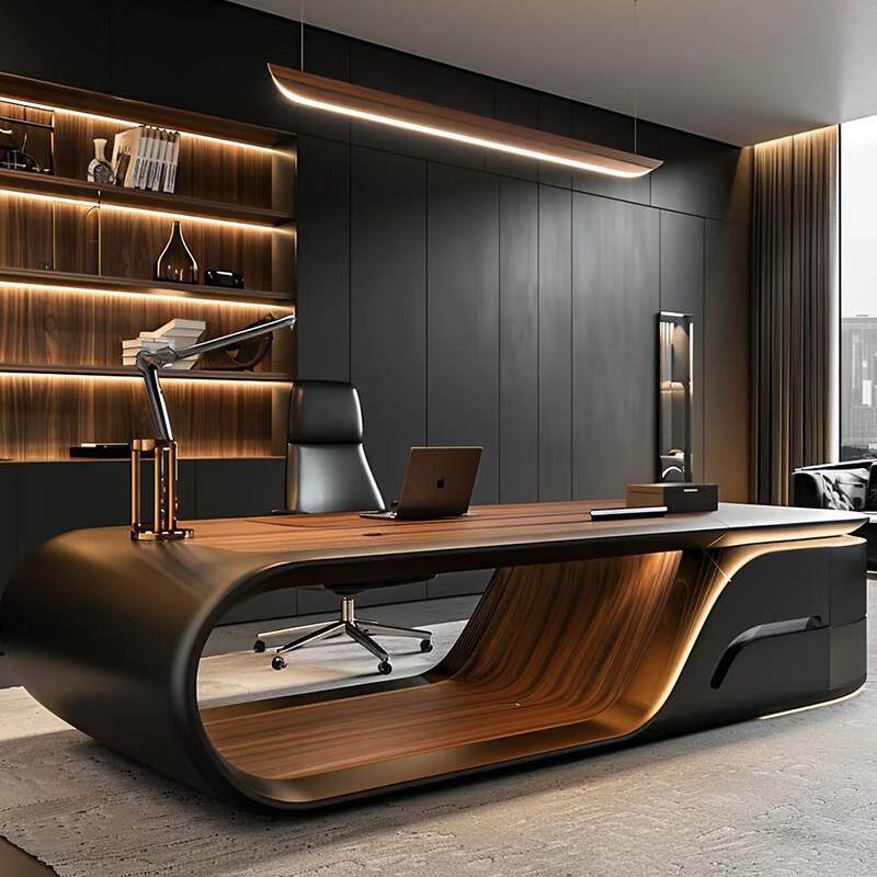 新中式实木办公桌现代简约轻奢高级感老板桌总裁桌办公室大班台