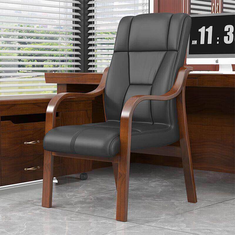 实木椅商务办公椅会议椅子棋牌室座椅老板椅麻将椅会客四脚椅简约