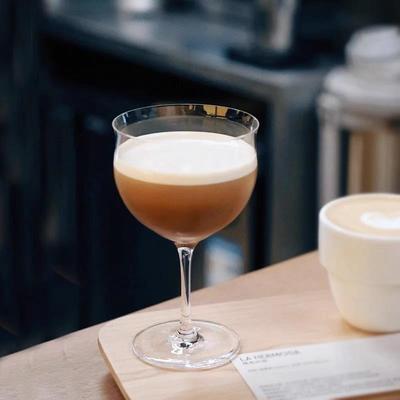 酒吧调酒日式木村高脚鸡尾酒杯马提尼杯 咖啡拿铁饮料果汁玻璃杯