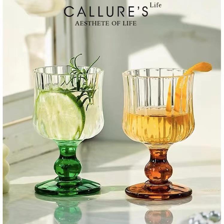 Callure杯子高颜值ins风玻璃杯中古高脚杯红酒杯果汁香槟杯