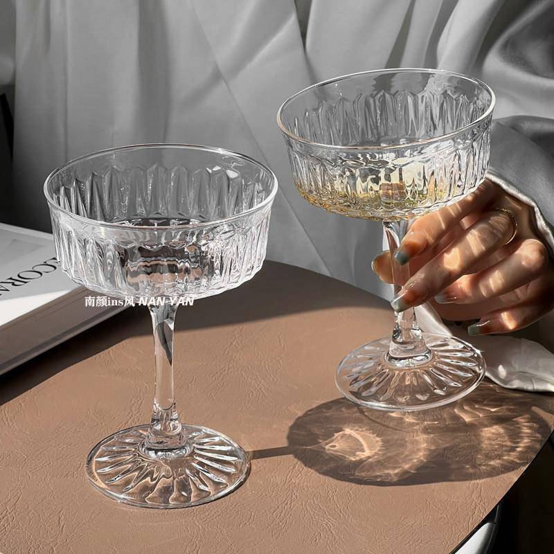 法式ins高颜值玻璃杯高脚香槟杯酒吧鸡尾酒杯冰淇淋甜品杯小吃碗