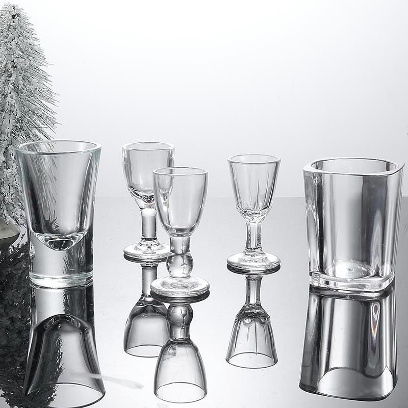 PC压克力高脚小酒杯塑料食品级日式透明一口杯烈酒白兰地酒杯