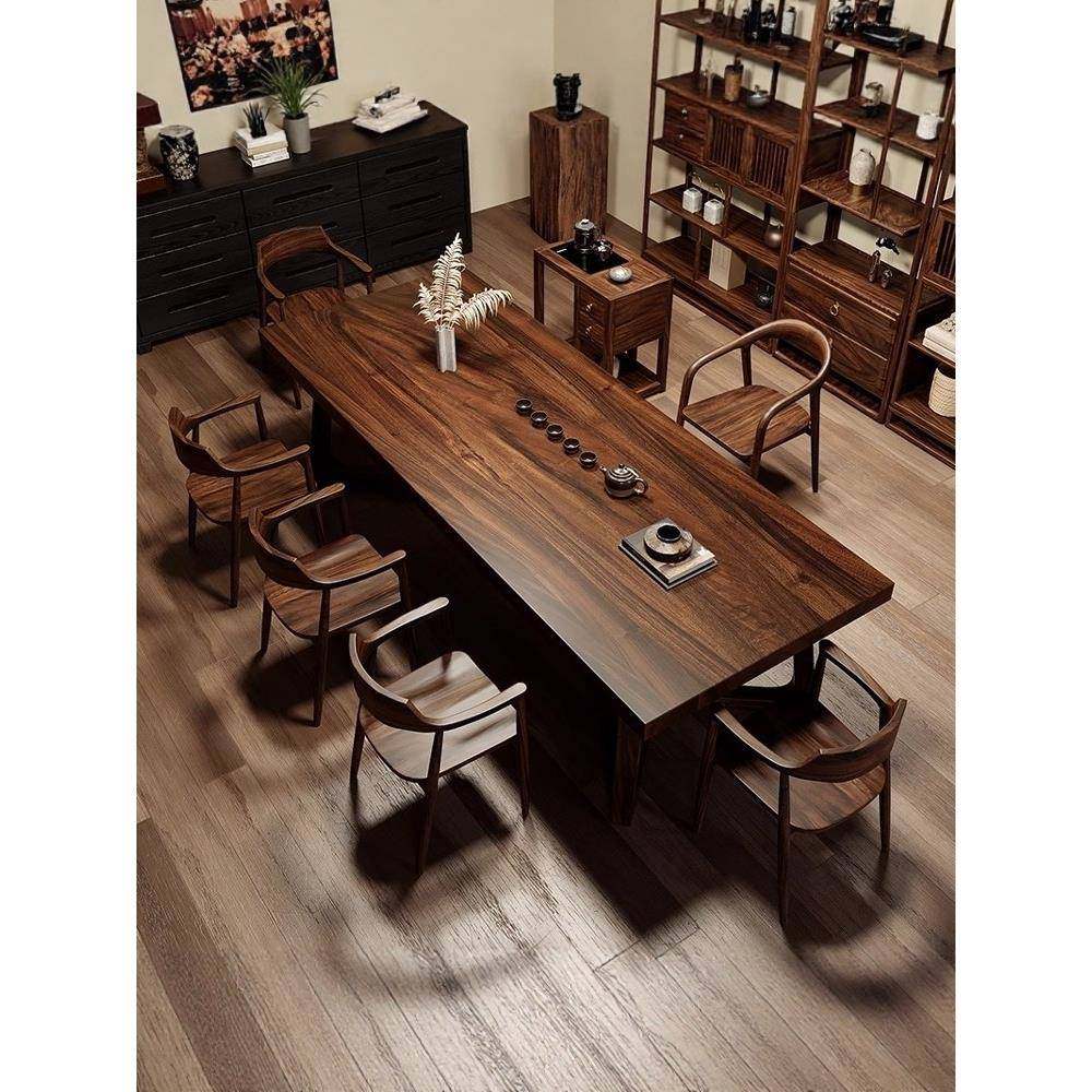 南美黑胡桃木全实木茶桌椅组合现代简约办公室茶台家用客厅泡茶桌,住宅家具,家用茶台/茶桌,淘宝优惠券,粉丝福利购,淘宝优惠卷