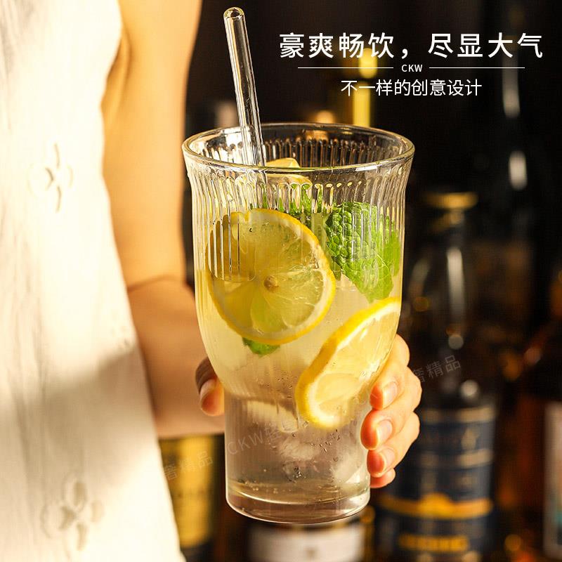 CKW 玻璃杯覆古宽口美式咖啡杯大容量饮料杯水杯子调酒鸡尾酒杯