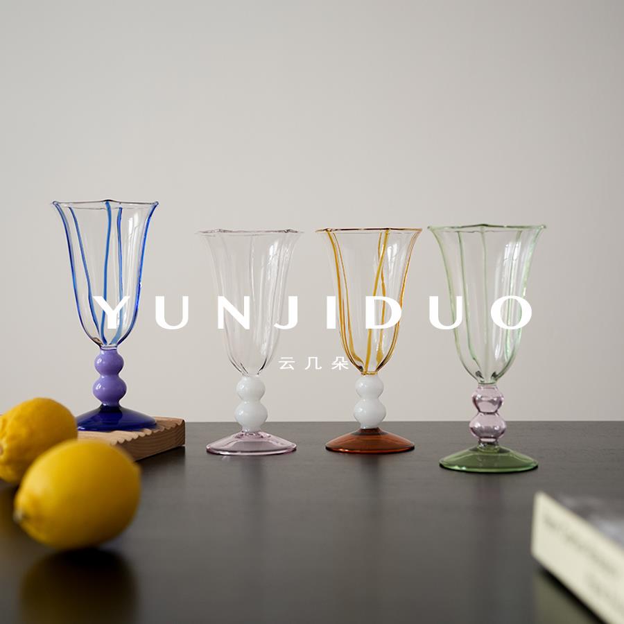 云几朵 覆古流线 线拉丝耐热高脚杯白葡萄酒香槟鸡尾酒杯高颜值礼