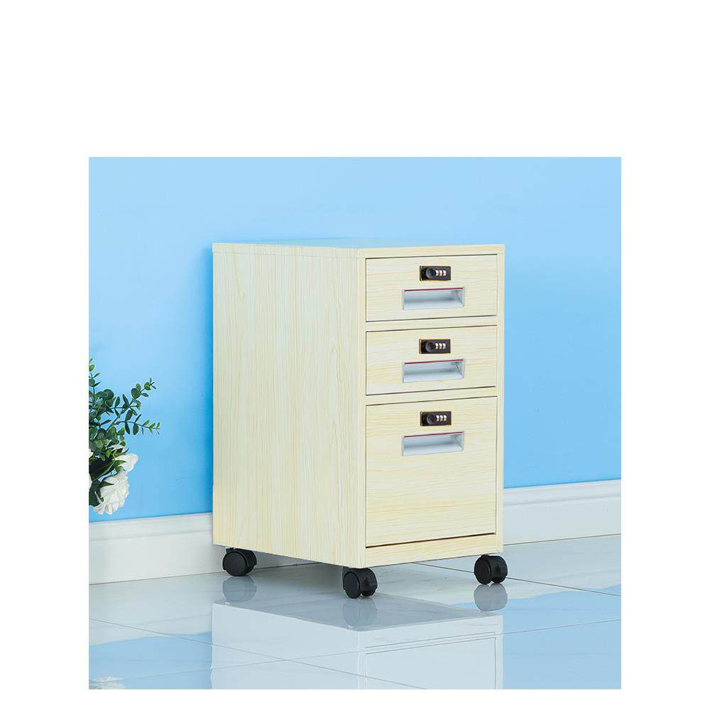 办公室铁皮文件柜矮柜桌下三抽屉活动柜带锁密码小柜子收纳储物柜