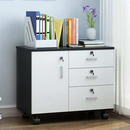 免安装办公室小柜子木质带锁抽屉柜移动收纳柜带轮桌下矮柜收纳柜