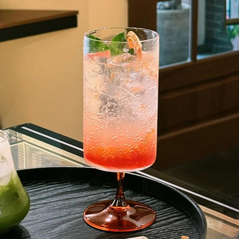 琥珀风直筒果汁杯玻璃杯咖啡厅奶茶冷饮杯鸡尾酒饮品杯饮料水杯子