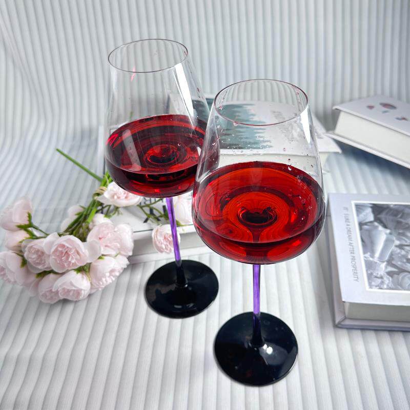 红酒杯家用套装法式高颜值紫色创意勃艮第高脚杯黑领结葡萄酒杯