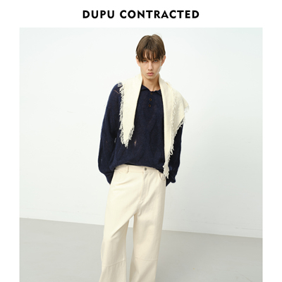 DUPU CONTRACTED｜经典休闲亨利领破洞立体绞花毛衣