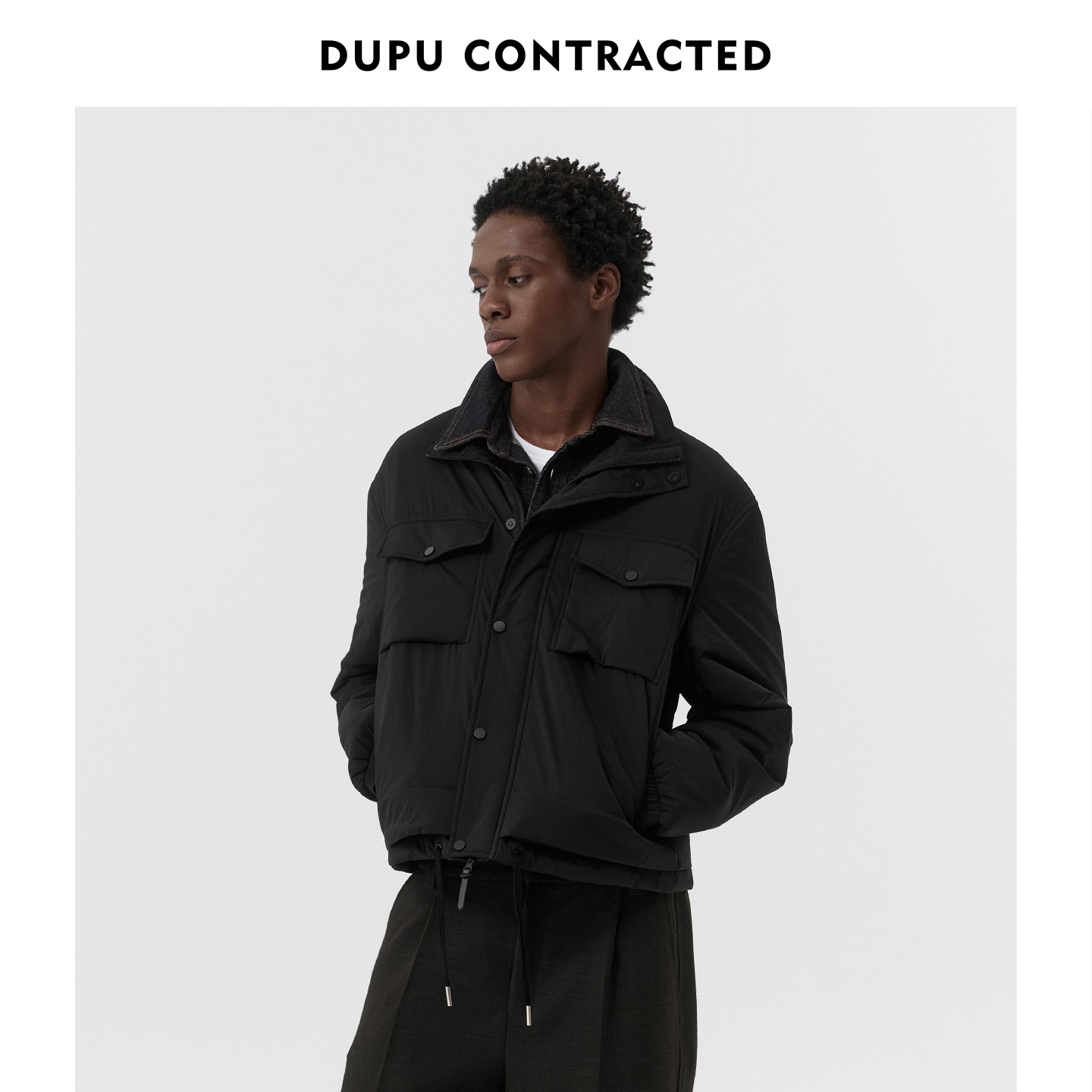 DUPU杜朴 羊毛填充轻薄机能风棉服 多口袋翻领设计款棉夹克