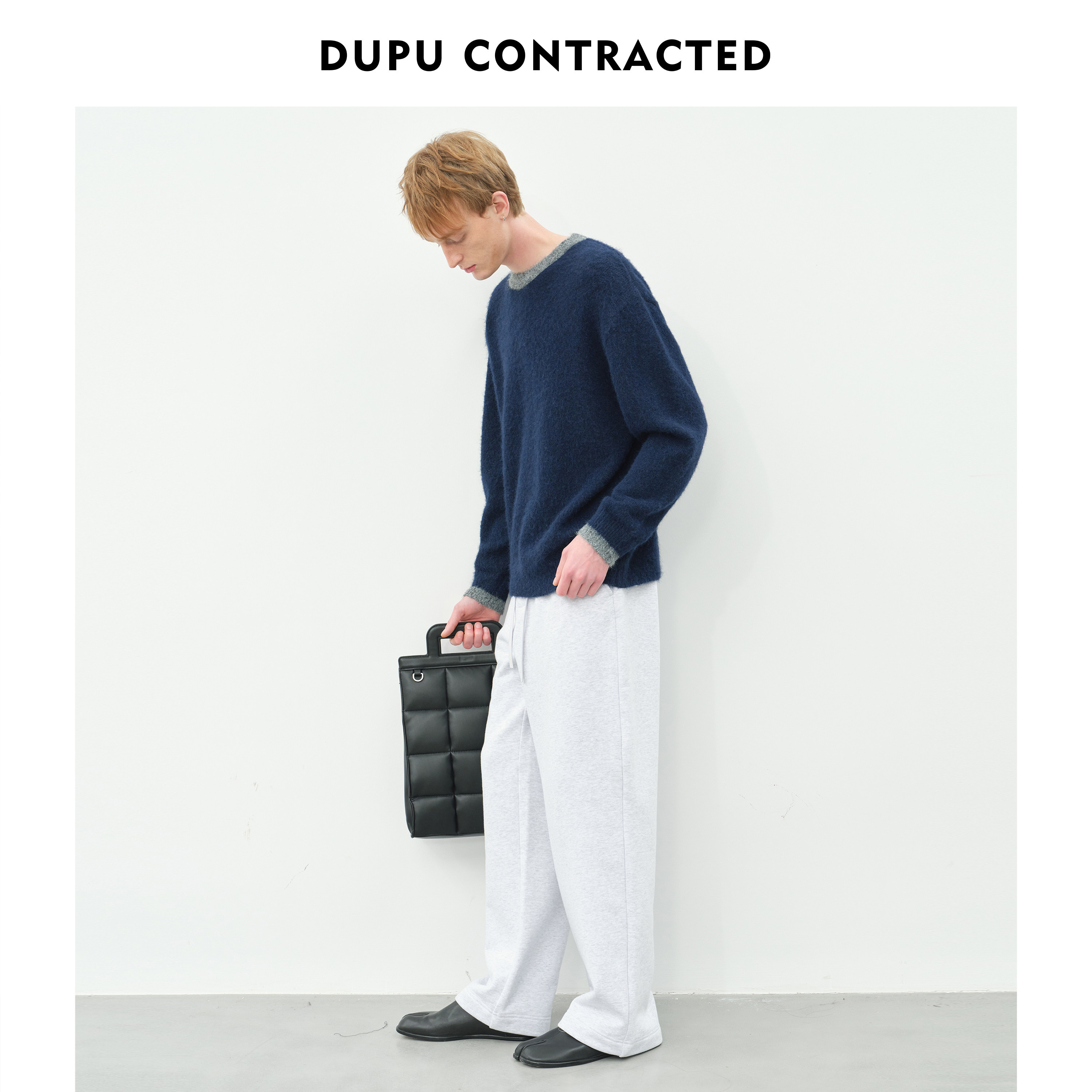 DUPU杜朴 细密绒毛针织撞色圆领毛衫 细腻柔软内搭