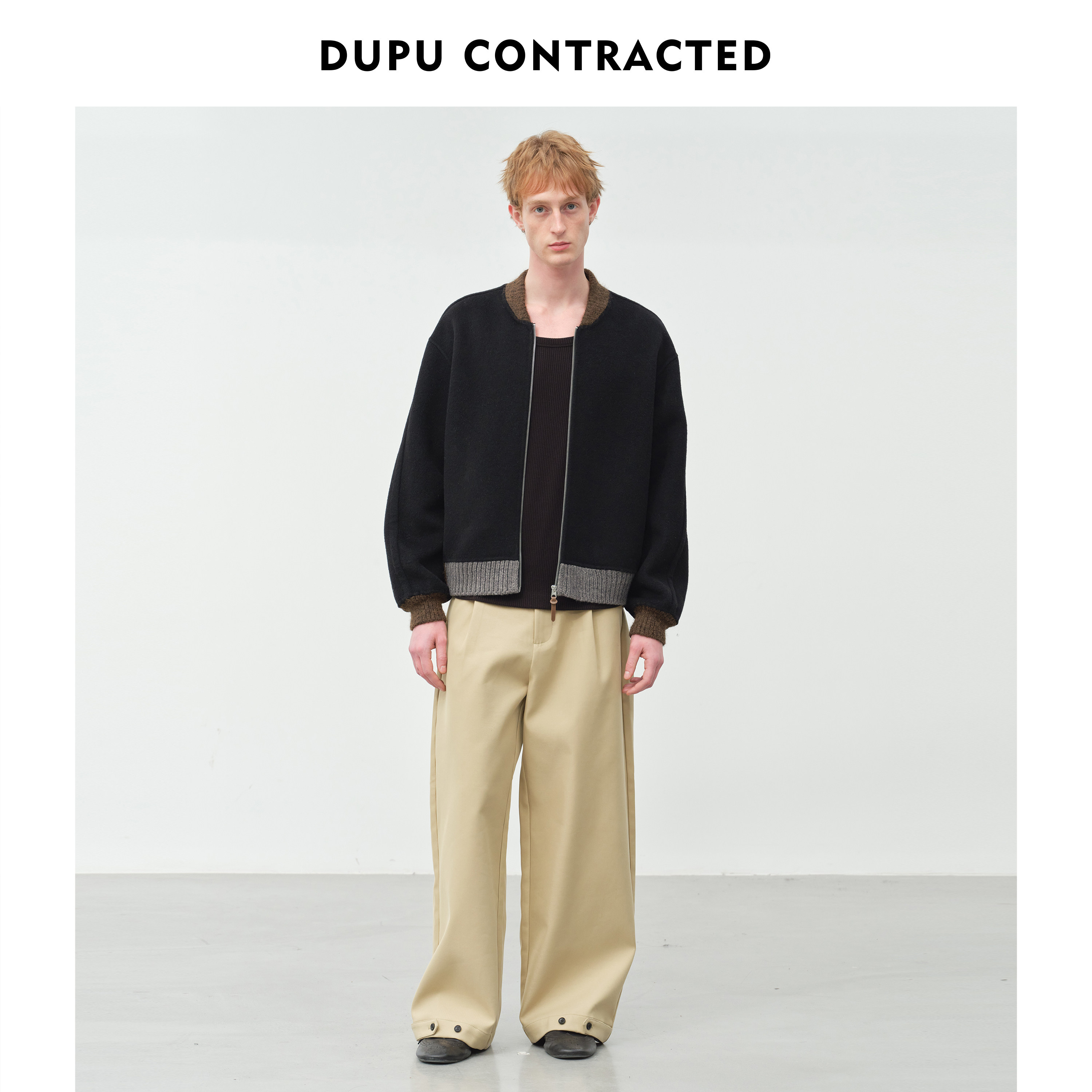 DUPU杜朴 软糯双面呢棒球领外套 羊毛呢料重磅垂坠慵懒质感