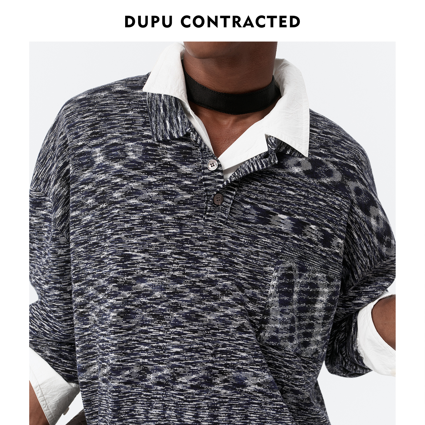 DUPU杜朴 12针精密编制撞色纱线POLO领毛衣 日常微廓休闲风