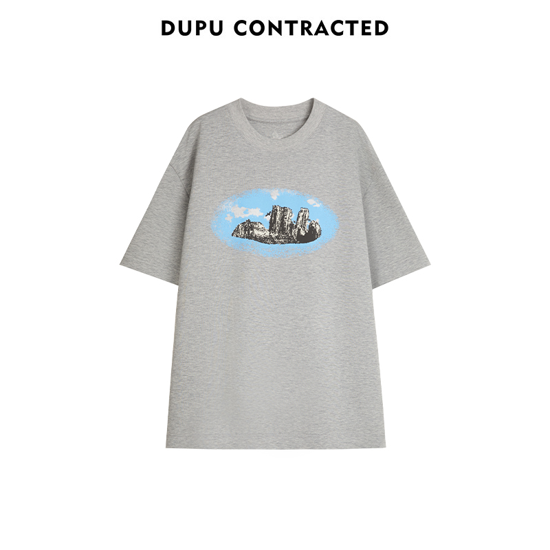 DUPU简约重磅印花t恤夏季