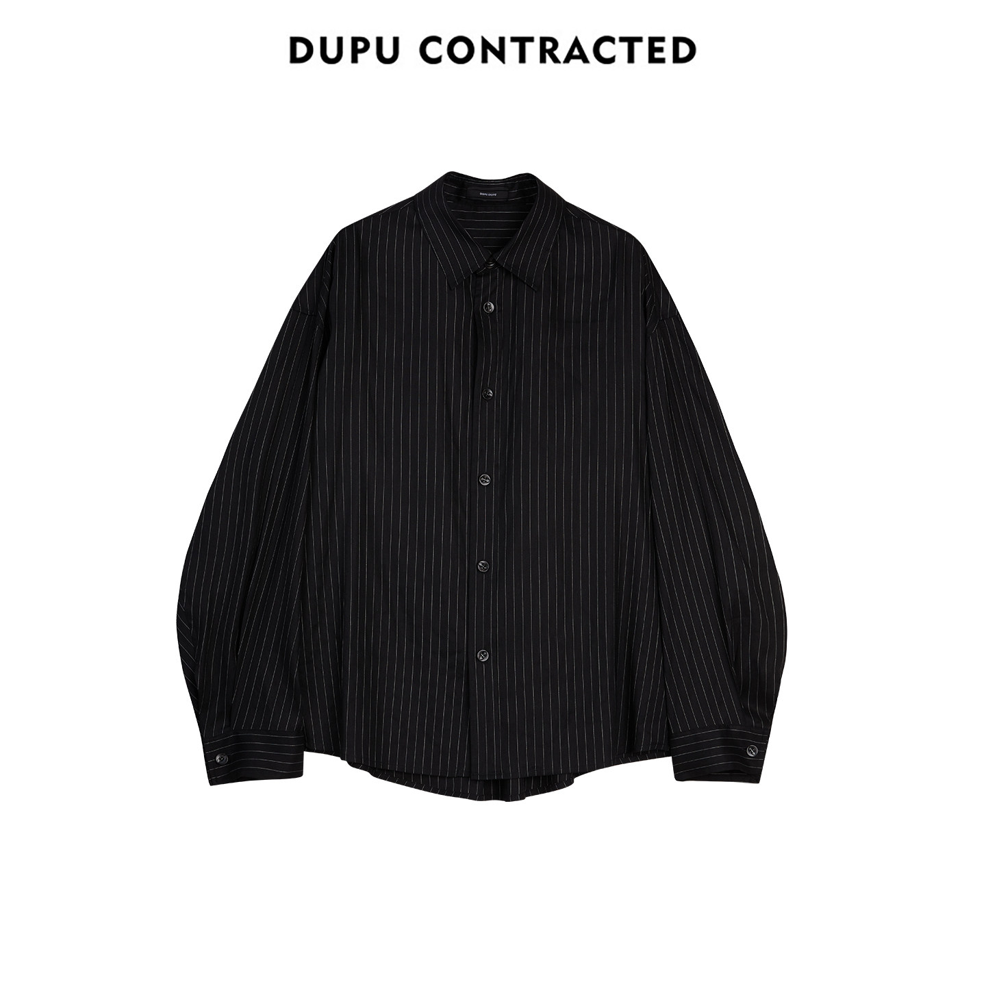 DUPU 亚麻老钱风高智感条纹衬衫 微弯刀袖百搭翻领衬衫