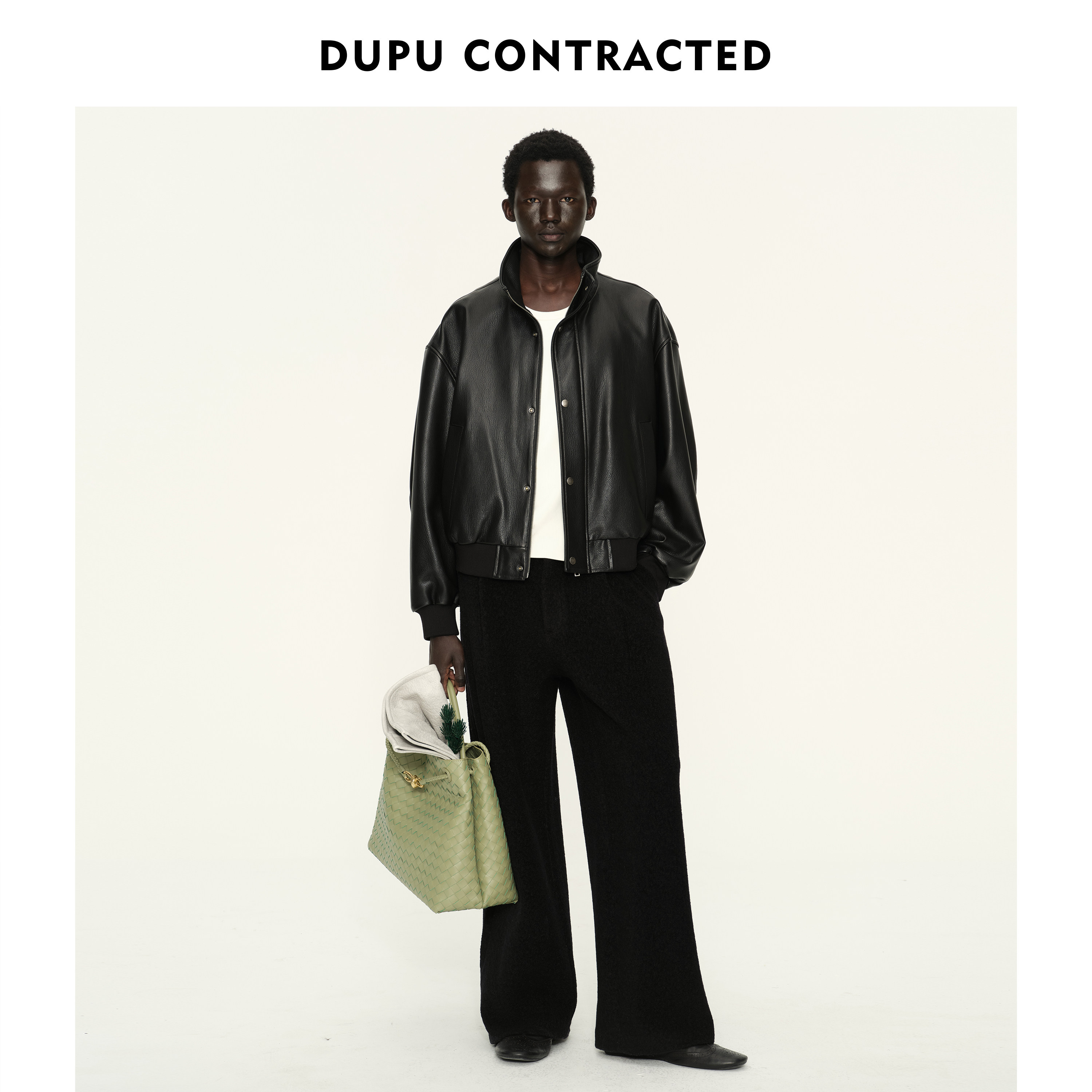 DUPU杜朴 短阔立领真皮皮衣 山羊皮摔纹细腻柔软皮夹克