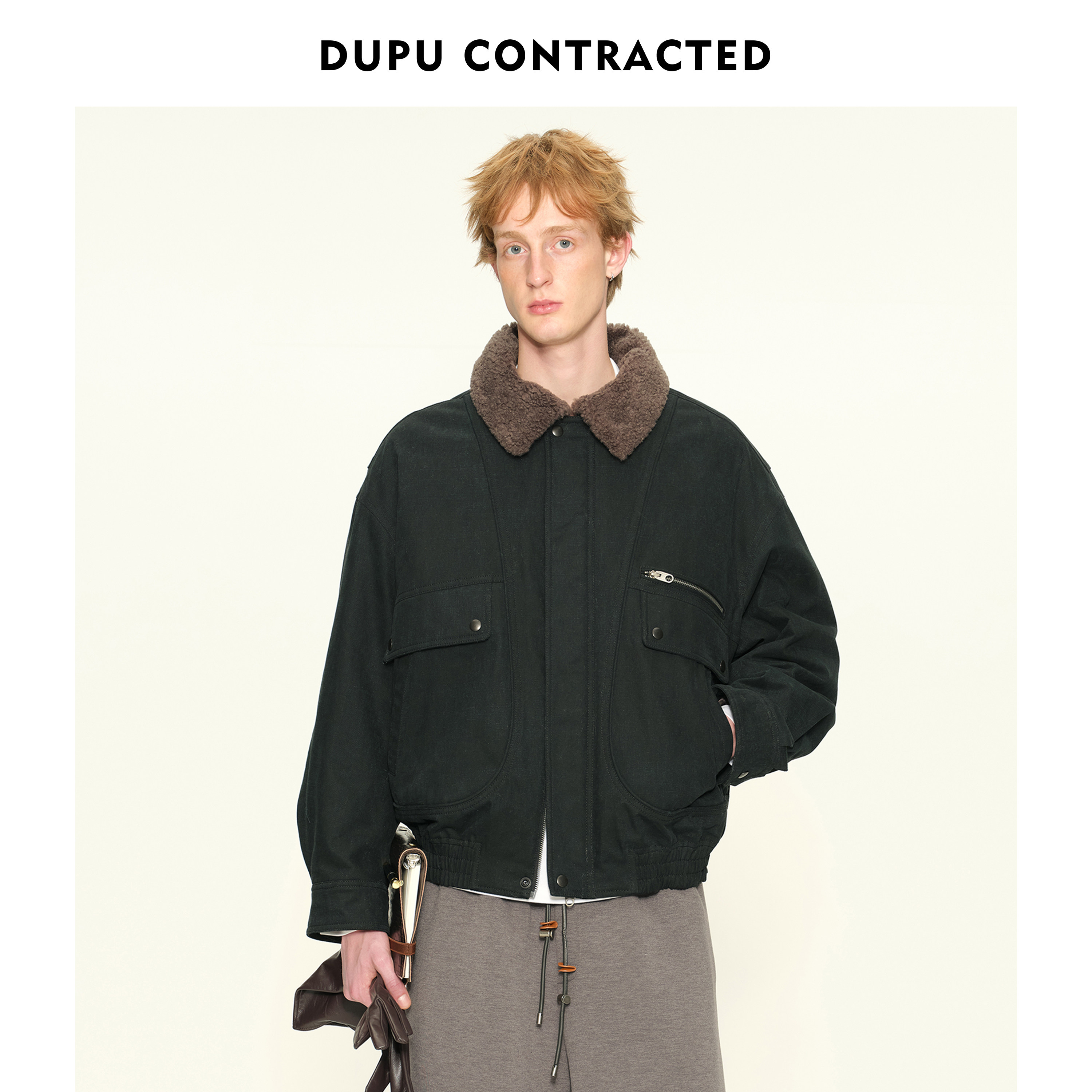 DUPU杜朴 仿牛仔复古水洗毛领棉夹克 羊羔毛实用口袋做旧棉服外套,男装,棉衣,淘宝优惠券,粉丝福利购,淘宝优惠卷