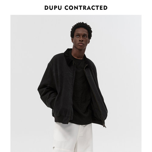 DUPU杜朴 重酵石磨水洗仿牛仔灯芯绒翻领棉服 基础复古风棉夹克