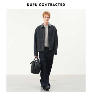 DUPU杜朴 全棉冈山牛仔靛蓝色外套 丹宁复古原色皮领牛仔夹克