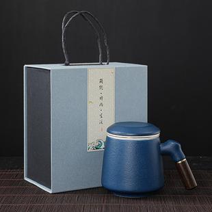 陶瓷泡茶杯高档个人专用带盖子过滤水杯大容量茶水分离茶道杯子定