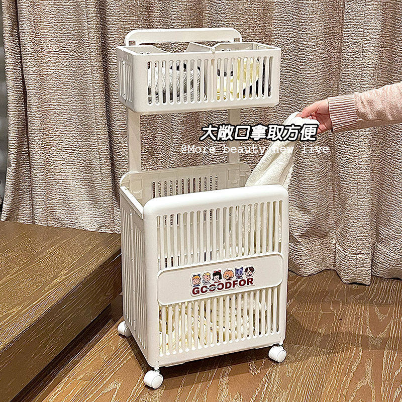小推车脏衣服收纳筐家用带轮可折叠衣篓娃娃毛绒玩具桶神器洗