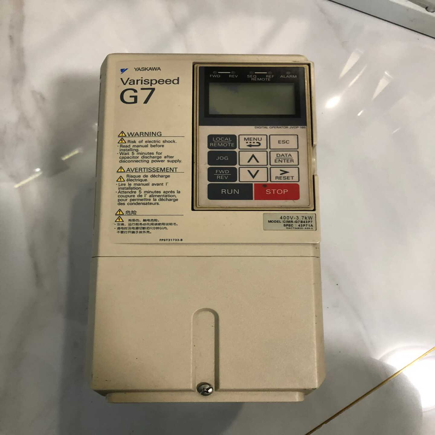 议~安川变频器CIMR-G7B43P7,3.7kw,功能正常,