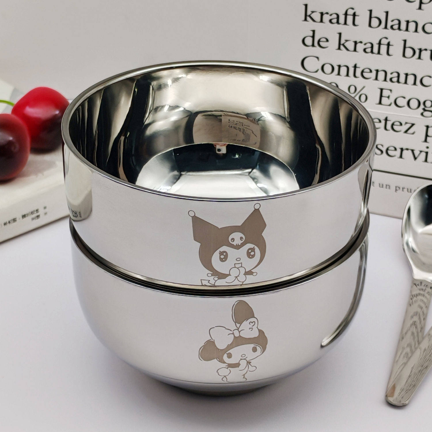 316不锈钢碗食级宝宝儿童碗双层隔热防烫辅食婴儿碗家用带盖