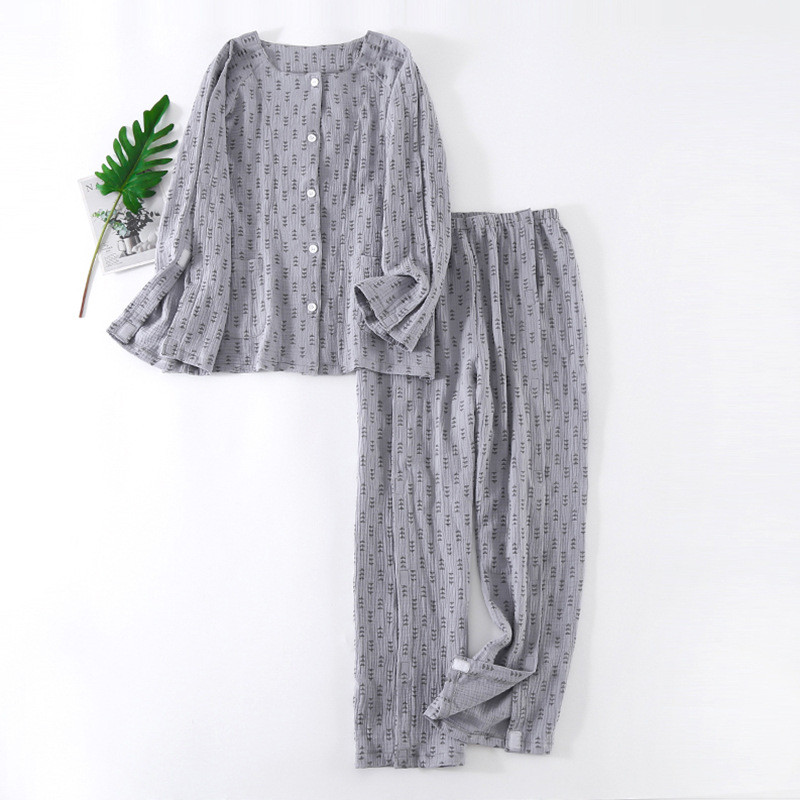 纯棉纱布一片式透气护理服四季款病号家居服骨折残疾人易穿脱卧床