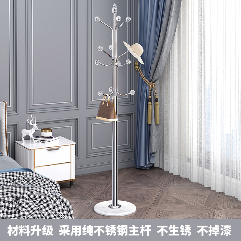 铁艺衣帽架卧室大理石不锈钢落地挂衣架家用简易轻奢置衣物架加粗