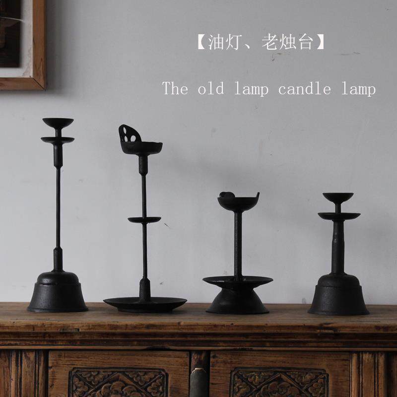 侘寂风复古铁艺烛台家用餐桌老式蜡台摆件中式禅意落地灯