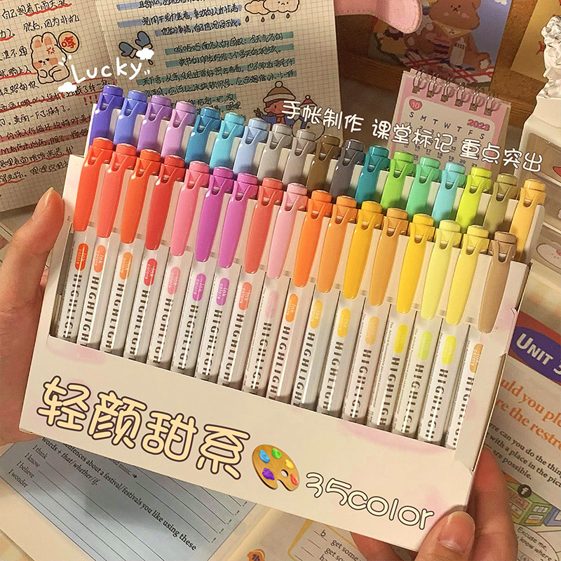 荧光色笔记笔学生用手帐莹光彩色手账专用笔不透色双头斑马
