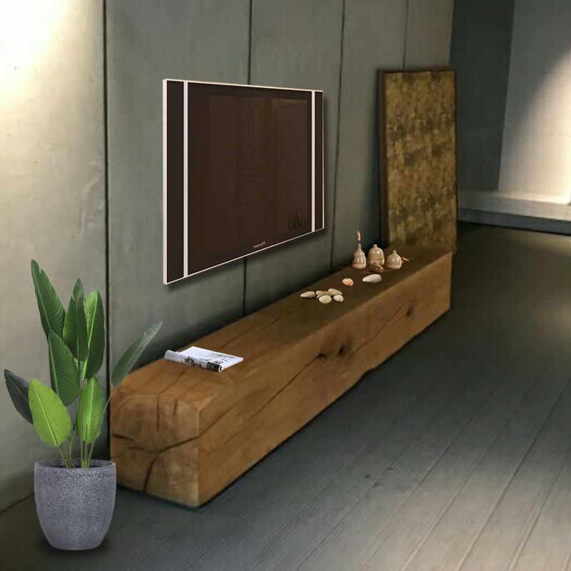 北欧纯实木电视柜工业风电视桌客厅简约原木长条凳玄关展示置物架