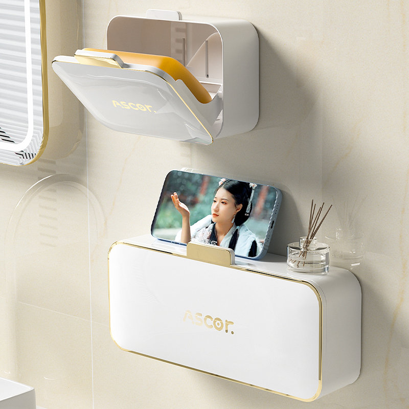 肥皂盒香皂置物架家用卫生间免打孔壁挂式沥水排水高档带盖墙