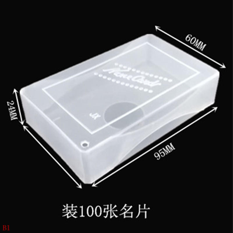 厂家直销名片盒塑料透明名片包装盒子桌面收纳高韧性大盒装100张