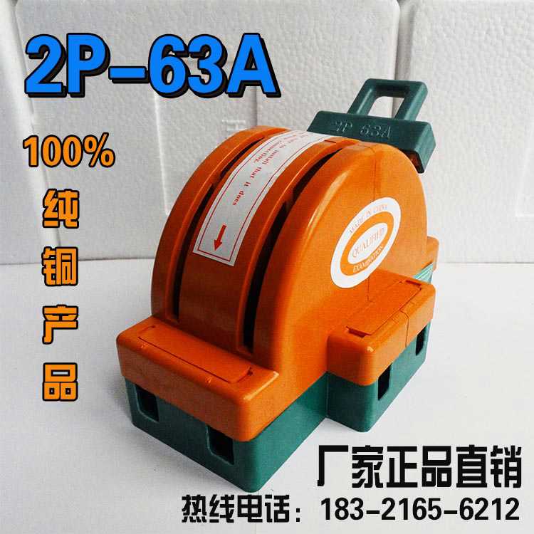 2P 63A单相家用倒顺双投闸刀王开关 220V双电源转换切换开关