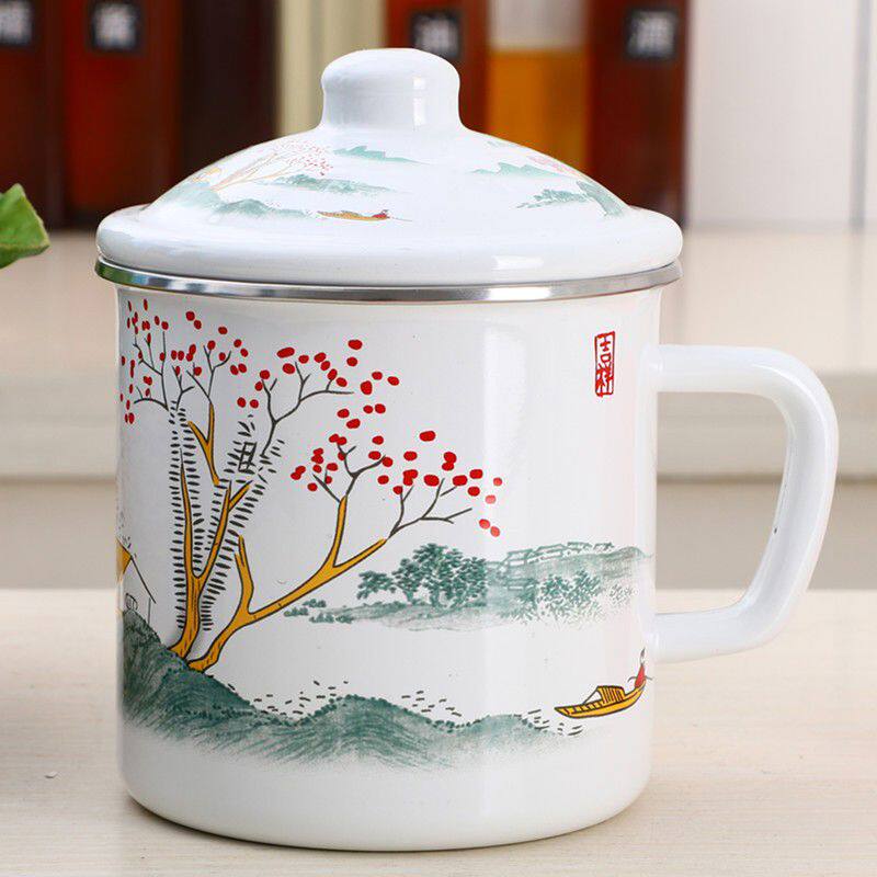 欧丽家珐琅搪瓷缸子搪瓷杯怀旧经典老式铁瓷茶缸子大容量水杯