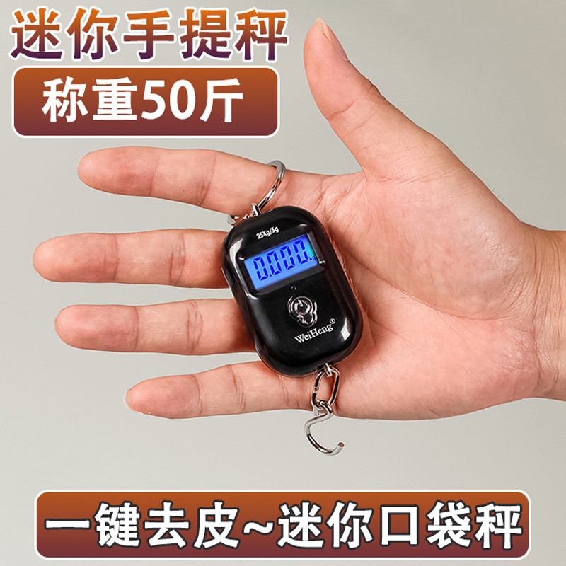威衡迷你手提秤小型挂钩秤钥匙扣挂秤口袋秤买菜快递电子秤称重50