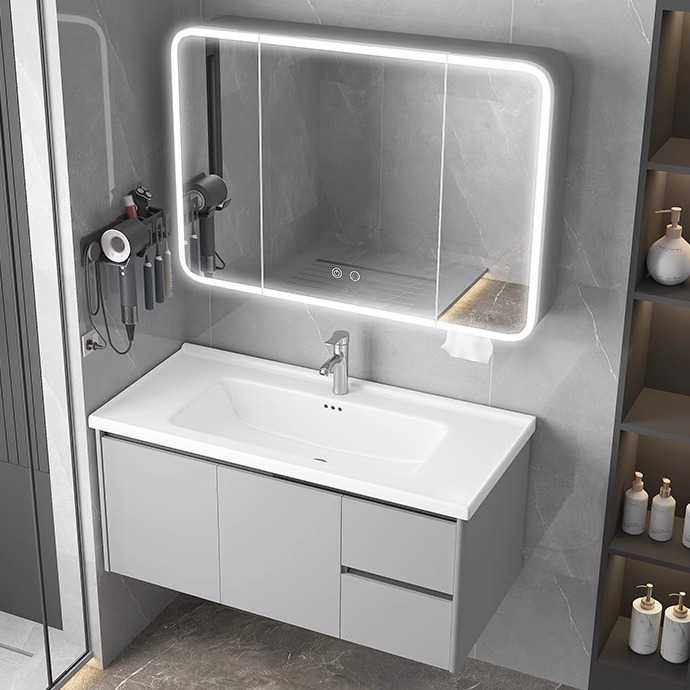 加厚全铝浴室柜组合太空铝蜂窝洗脸盆柜洗手盆陶瓷一体盆抽屉